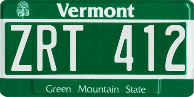 VT license plate ZRT412