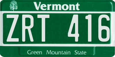 VT license plate ZRT416