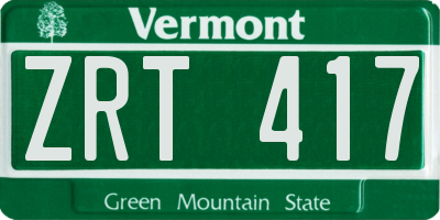 VT license plate ZRT417