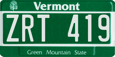VT license plate ZRT419