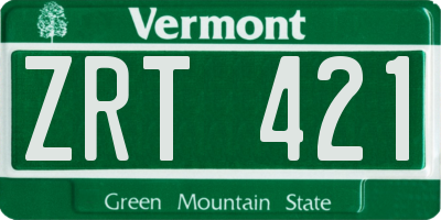 VT license plate ZRT421