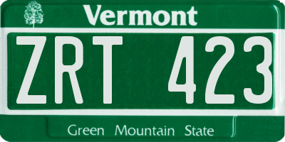 VT license plate ZRT423