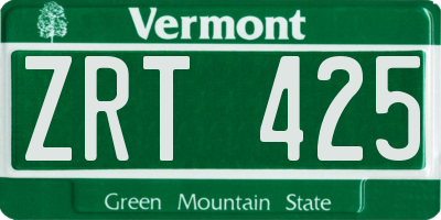 VT license plate ZRT425