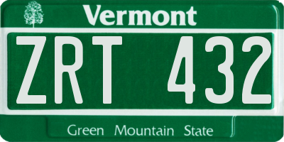 VT license plate ZRT432