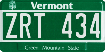 VT license plate ZRT434