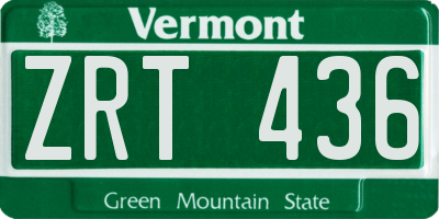 VT license plate ZRT436