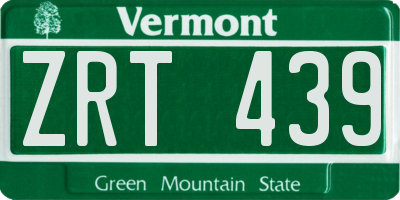 VT license plate ZRT439