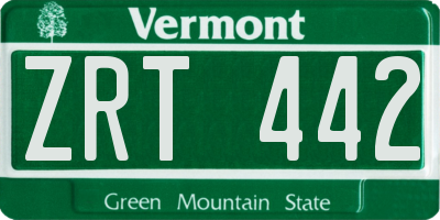 VT license plate ZRT442