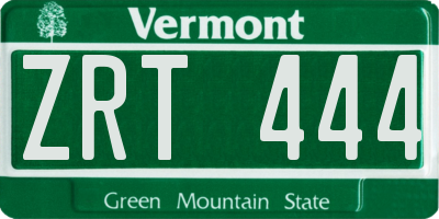 VT license plate ZRT444