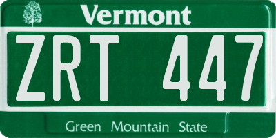 VT license plate ZRT447
