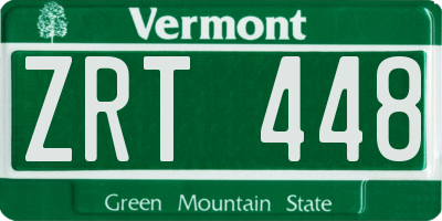 VT license plate ZRT448
