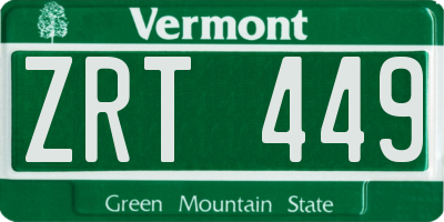 VT license plate ZRT449