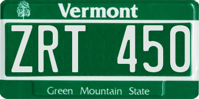 VT license plate ZRT450