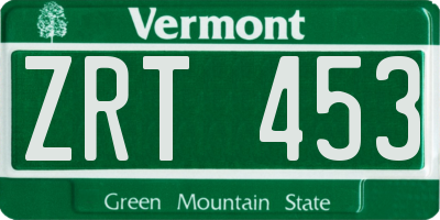 VT license plate ZRT453