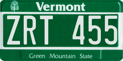 VT license plate ZRT455