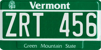 VT license plate ZRT456
