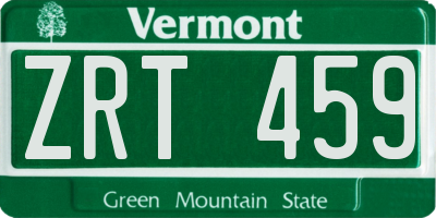 VT license plate ZRT459