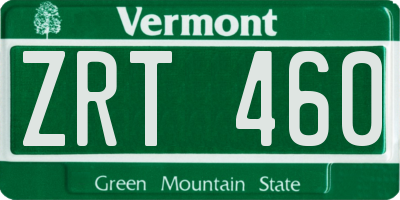 VT license plate ZRT460