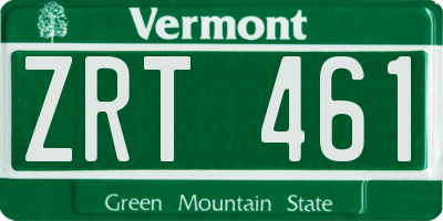 VT license plate ZRT461