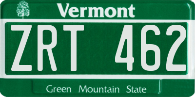 VT license plate ZRT462