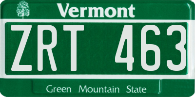 VT license plate ZRT463