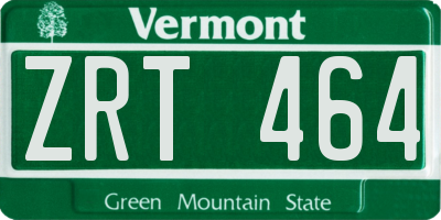 VT license plate ZRT464