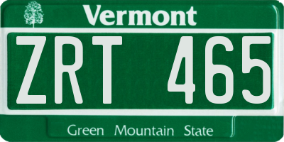 VT license plate ZRT465