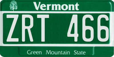 VT license plate ZRT466