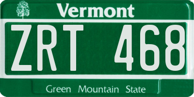 VT license plate ZRT468