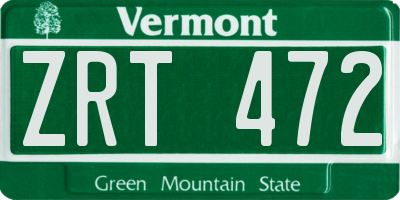 VT license plate ZRT472