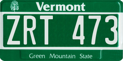 VT license plate ZRT473
