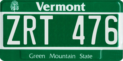 VT license plate ZRT476