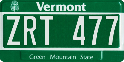 VT license plate ZRT477