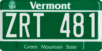VT license plate ZRT481