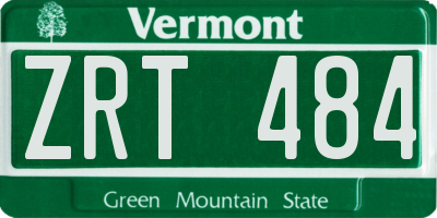 VT license plate ZRT484