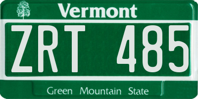 VT license plate ZRT485