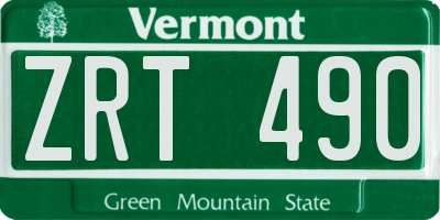 VT license plate ZRT490