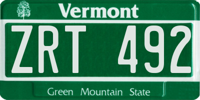 VT license plate ZRT492