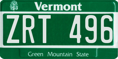VT license plate ZRT496