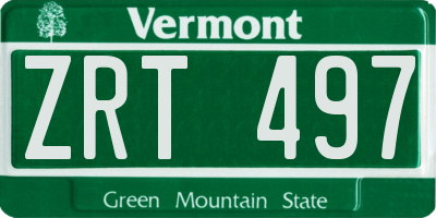 VT license plate ZRT497