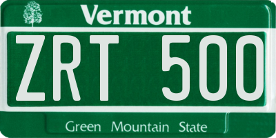 VT license plate ZRT500