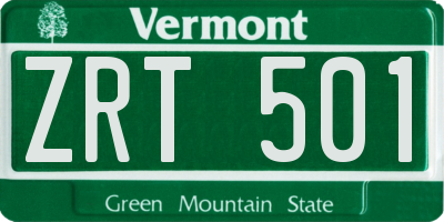 VT license plate ZRT501