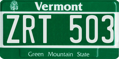 VT license plate ZRT503