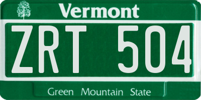 VT license plate ZRT504