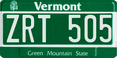 VT license plate ZRT505