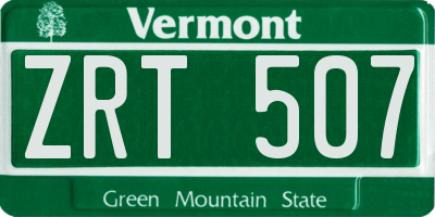 VT license plate ZRT507