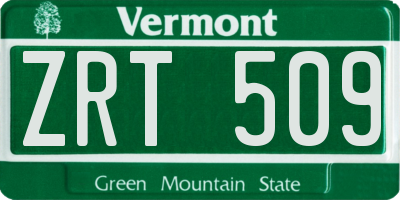 VT license plate ZRT509