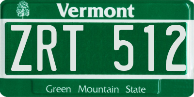 VT license plate ZRT512