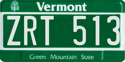 VT license plate ZRT513