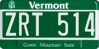 VT license plate ZRT514